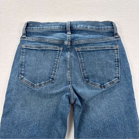 Madewell Mid Rise Kick Out Jeans Womens 25 Blue Raw Hem Denim Stretch Bootcut - Picture 6 of 9